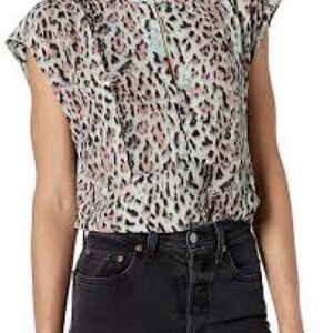 J. Crew Leopard Print Blouse -Blue and Pink Size M